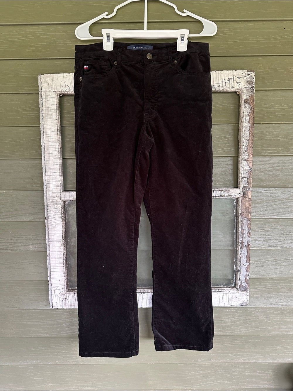 Tommy Hilfiger Black Corduroy Straight-Leg Pants